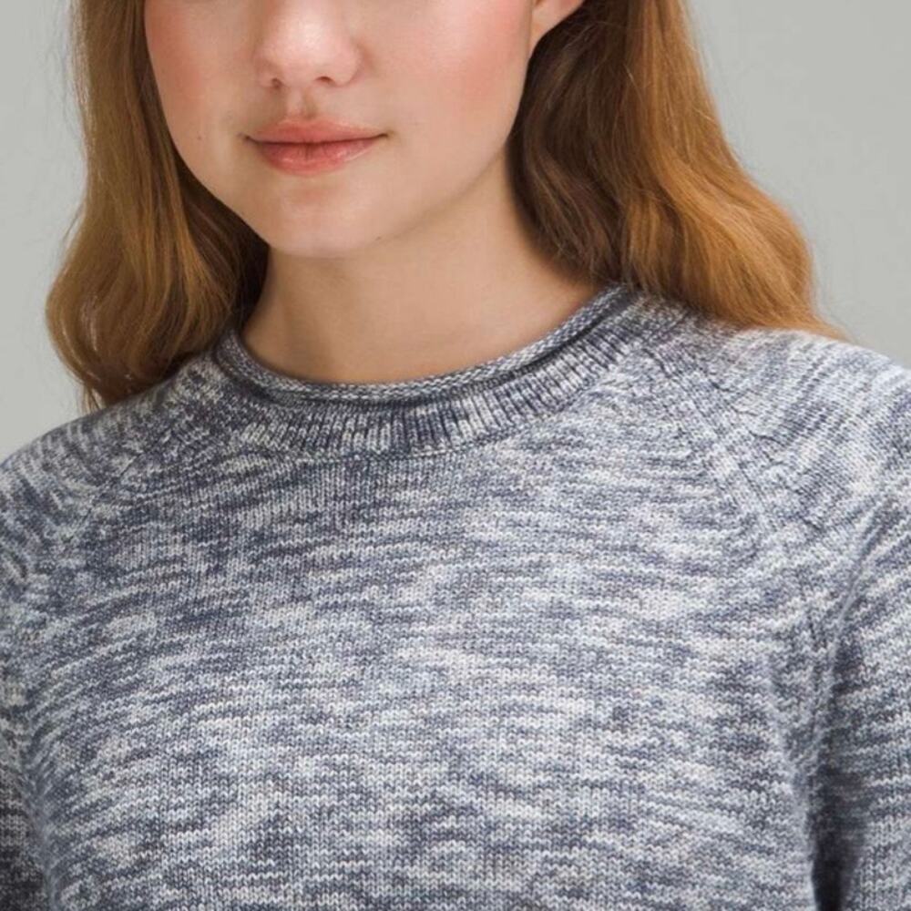 Lululemon Boxy Cotton-Blend Yarn Sweater Heather Blue Size Small - Picture 3 of 11